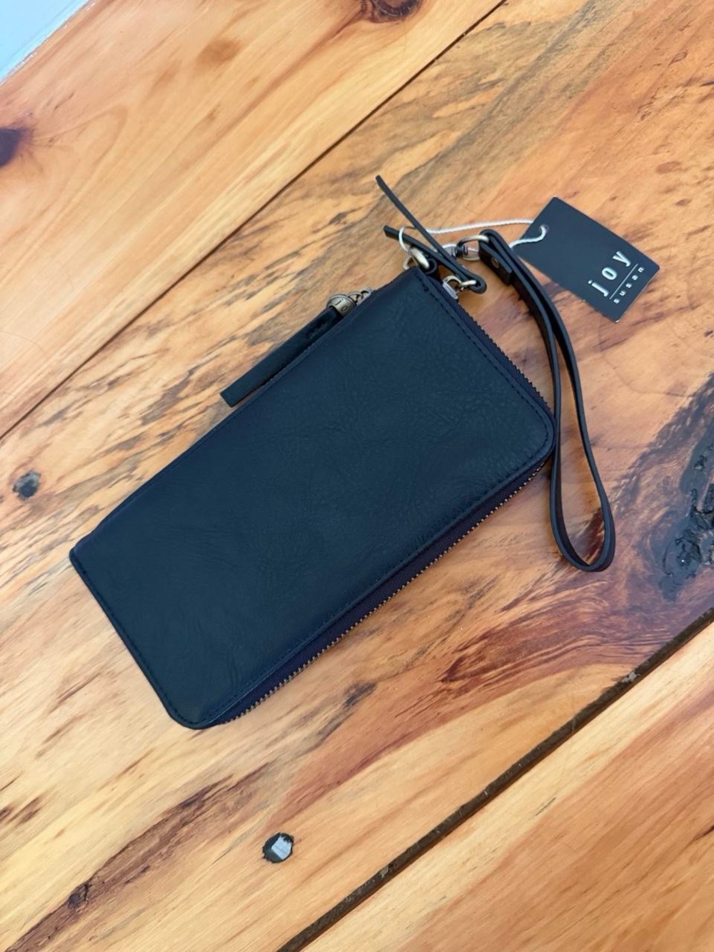 Black Joy Susan Wristlet Wallet with Detachable Strap -